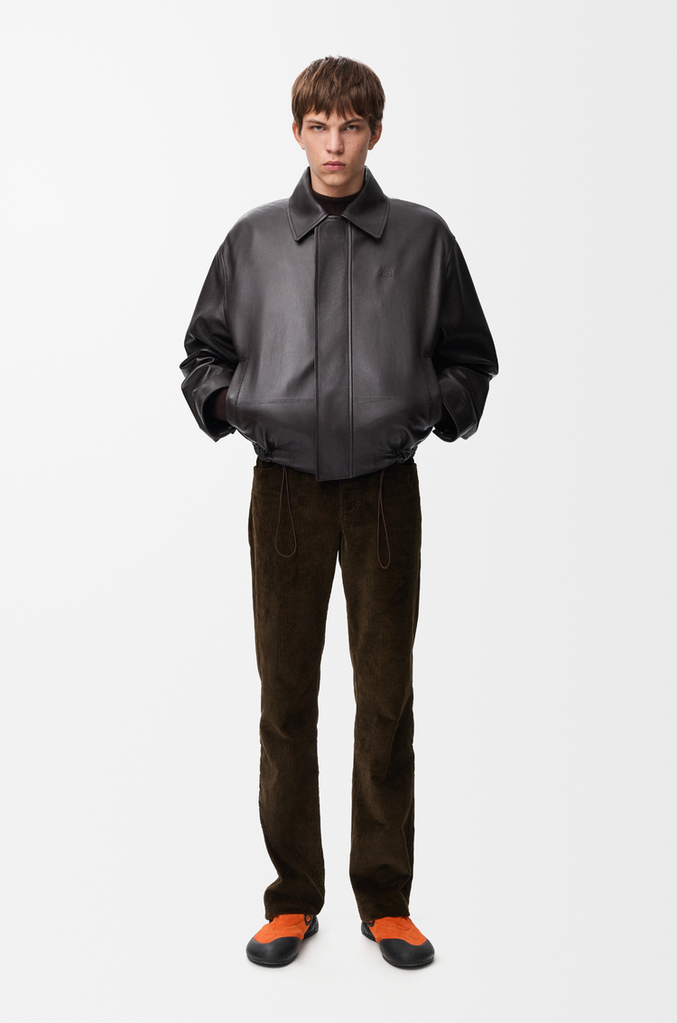 LOEWE Drawstring jacket in nappa lambskin Dark Brown