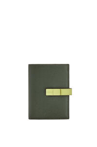 LOEWE Medium vertical wallet in soft grained calfskin Vintage Khaki/Lime Yellow