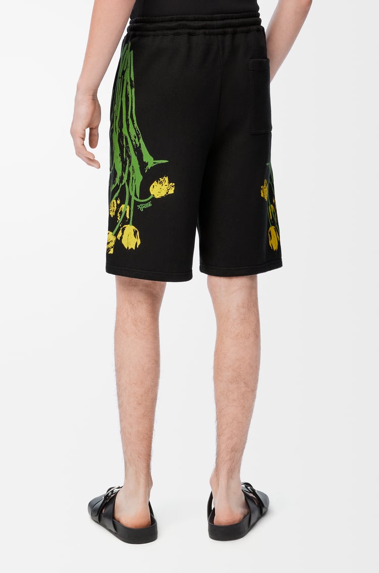LOEWE Pantalón corto en algodón Negro/Multicolor