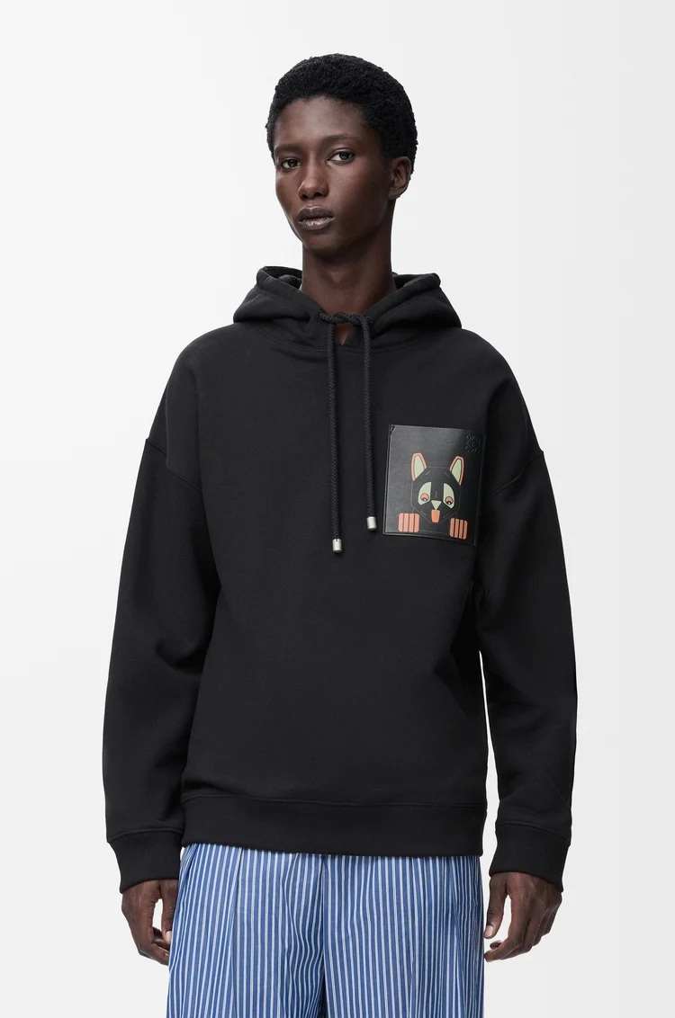 LOEWE Sudadera con capucha de corte holgado en algodón Negro