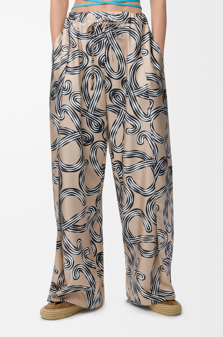 LOEWE ストレッチ トラウザーズ（シルク） ベージュ/ブラック