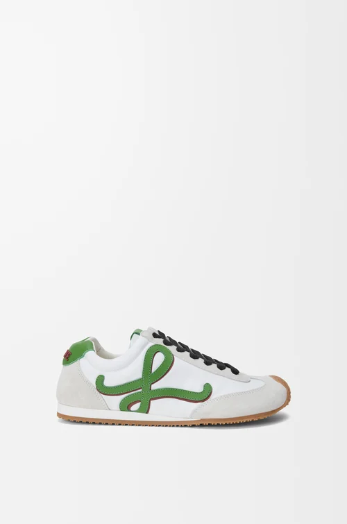 LOEWE Ballet Runner 2.0 in nylon and calfskin White/Grass Green/Dark Orang