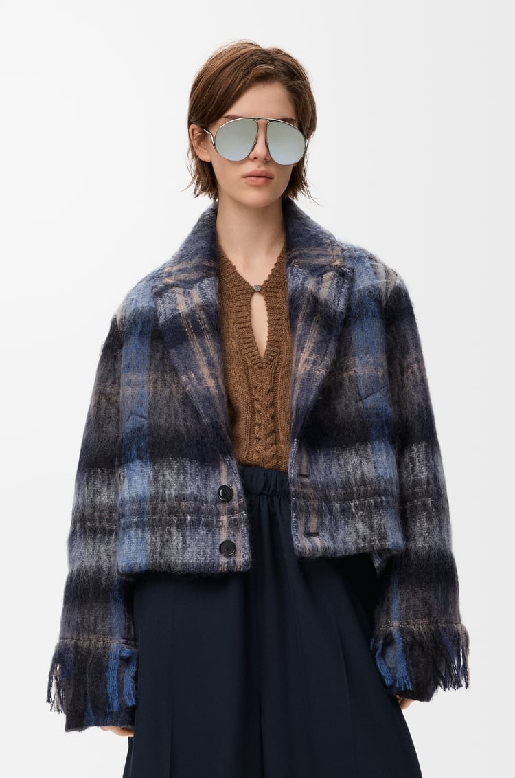 LOEWE Jacket in mohair and wool blend Blue/Multicolor