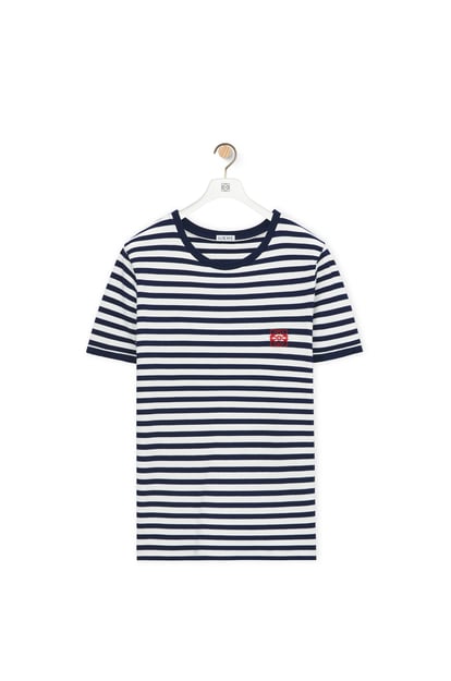 LOEWE Slim fit T-shirt in viscose blend 白色/海軍藍 plp_rd