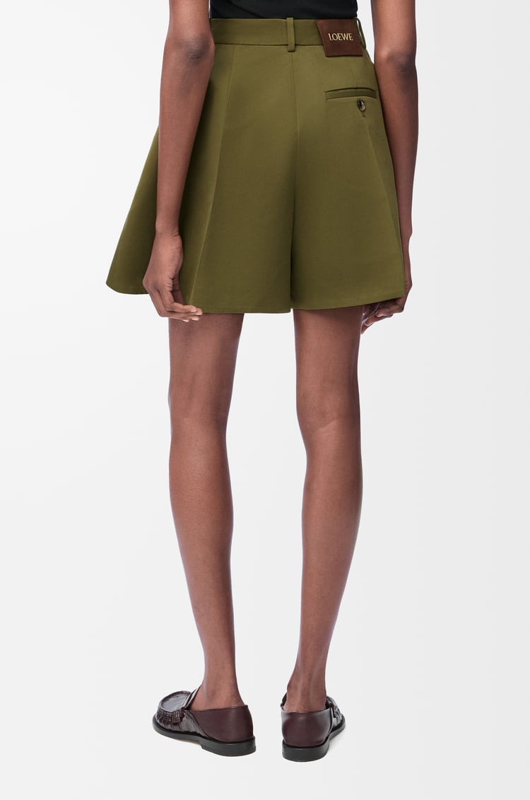 LOEWE Trapeze shorts in cotton and silk Khaki Green