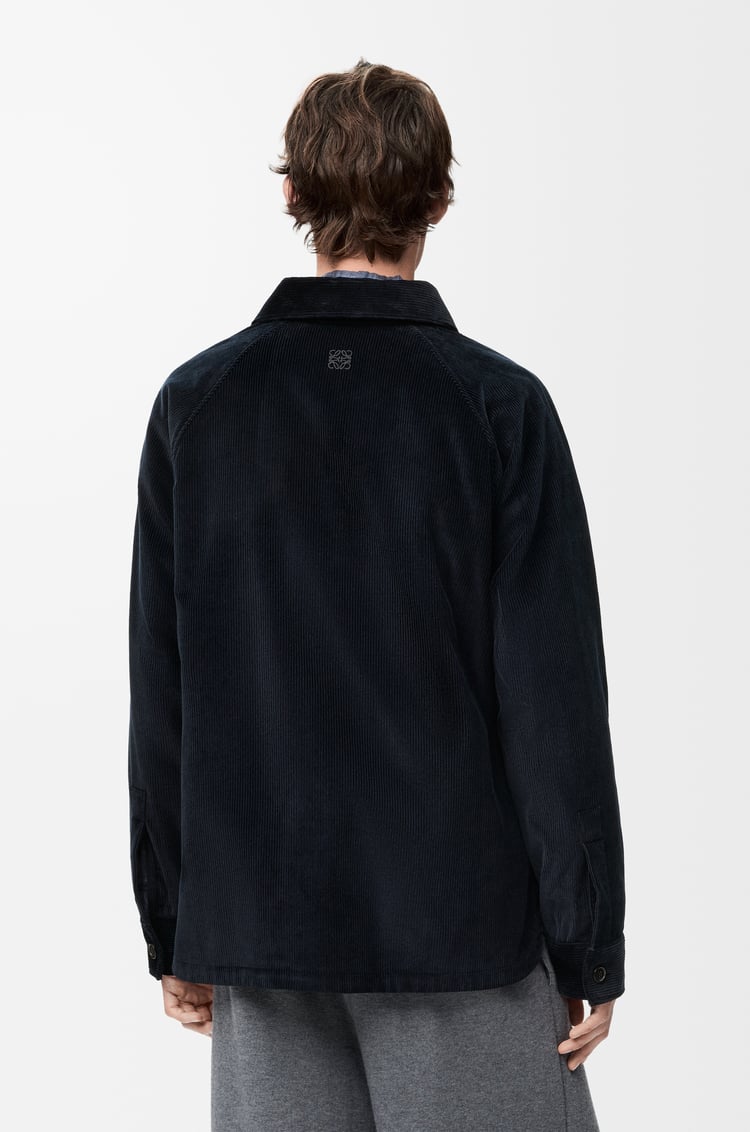 LOEWE Hybrid overshirt in cotton and wool Dark Navy Blue/Navy