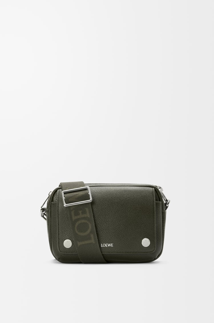 LOEWE Small Pebble messenger bag in supple grained calfskin Dark Khaki
