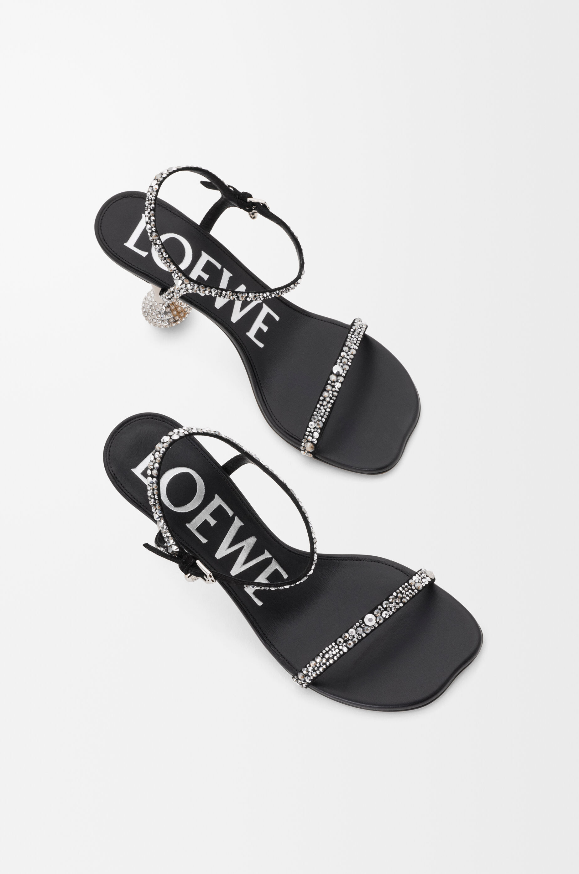 高級 LOEWE ロエベ レザー ストラップ サンダル 43 ブラック トイ サンダル（スエード&ストラス） ブラック - ロエベ 日本 公式サイト