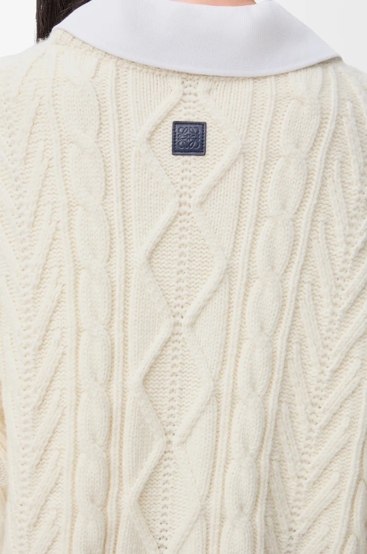 LOEWE Jersey en lana Ecru/Marrón