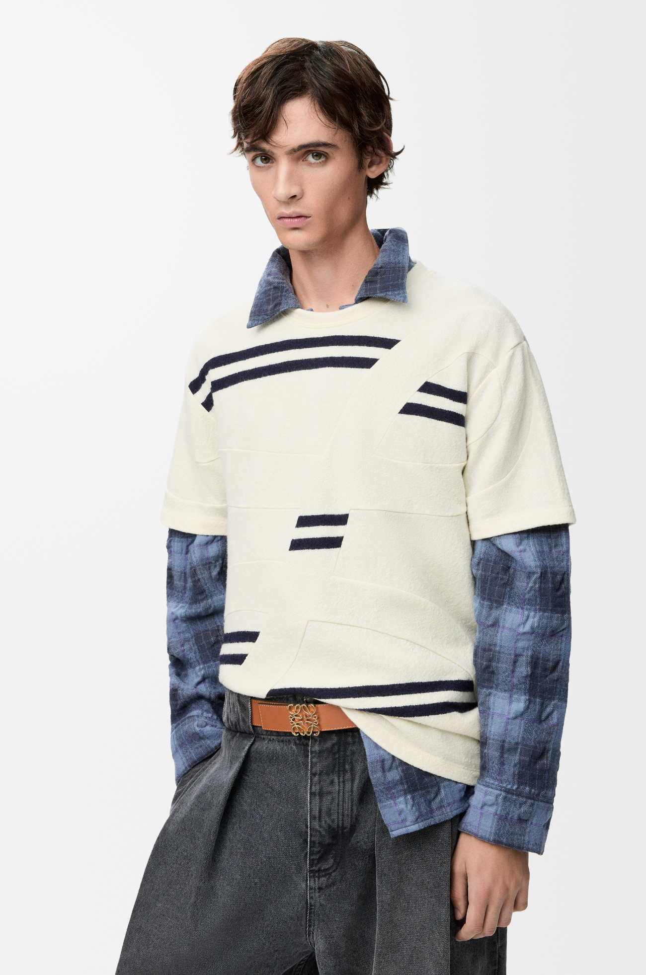 LOEWE Reversible Anagram belt in smooth calfskin Tan/Black/Gold