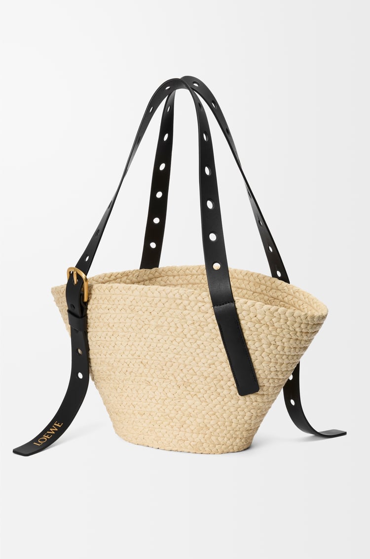 LOEWE パンチホール バスケット スモール（ラフィア&カーフ） ナチュラル
