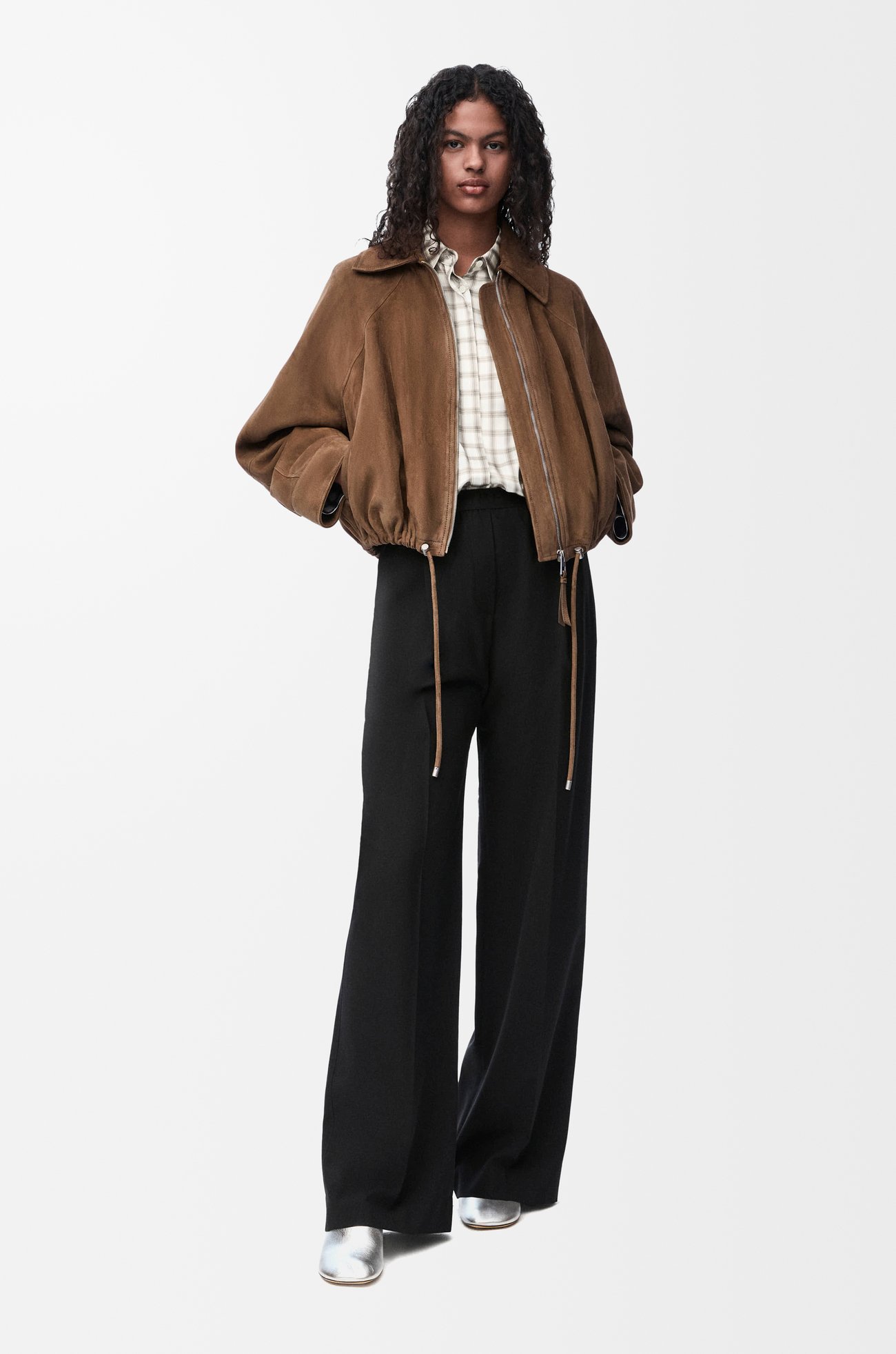 LOEWE Chaqueta globo en ante de piel de cordero Verde Caqui plp_rd