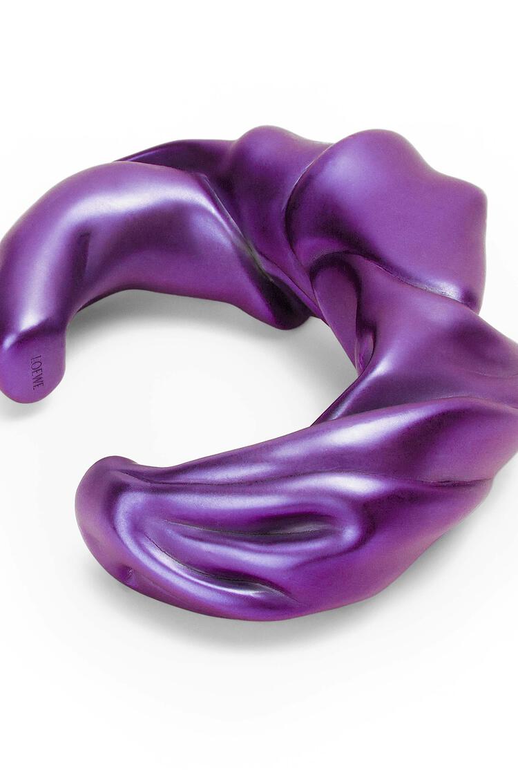 LOEWE Large nappa twist cuff in sterling silver Dark Purple