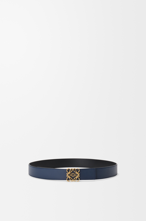 LOEWE Wendbarer Anagram Gürtel aus glattem Kalbsleder Schwarz/Ozean/Gold