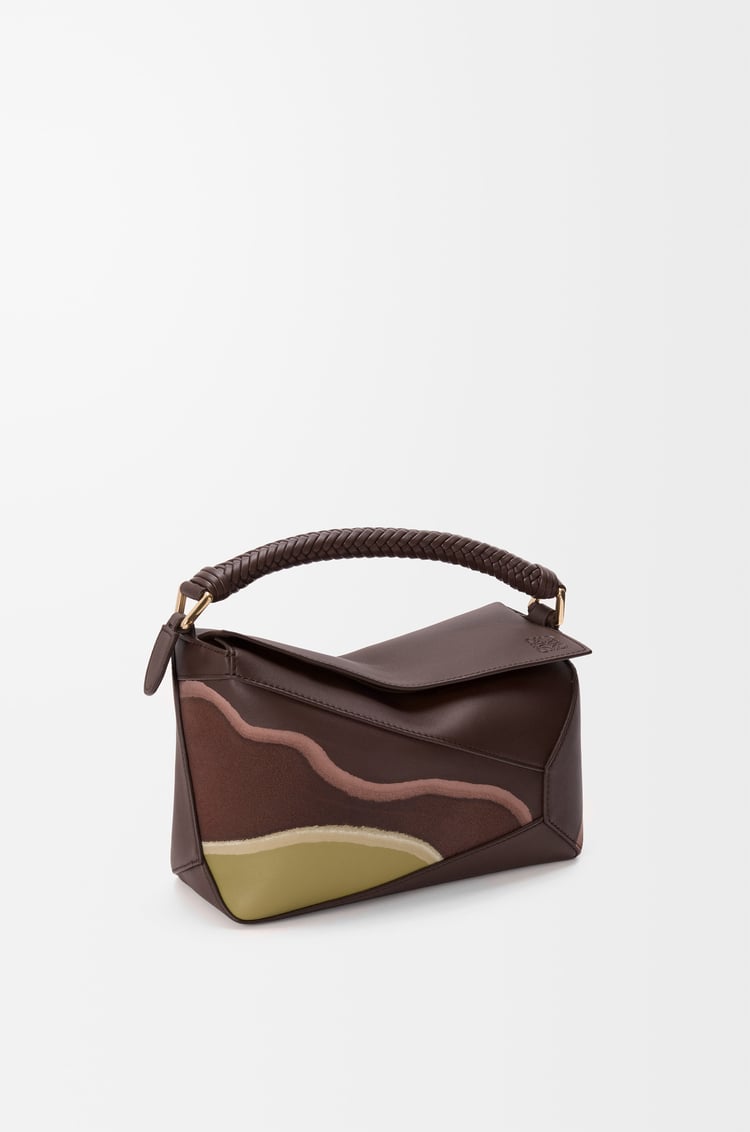 LOEWE パズルエッジ バッグ スモール（ナパカーフ） チョコレート/ライトモス