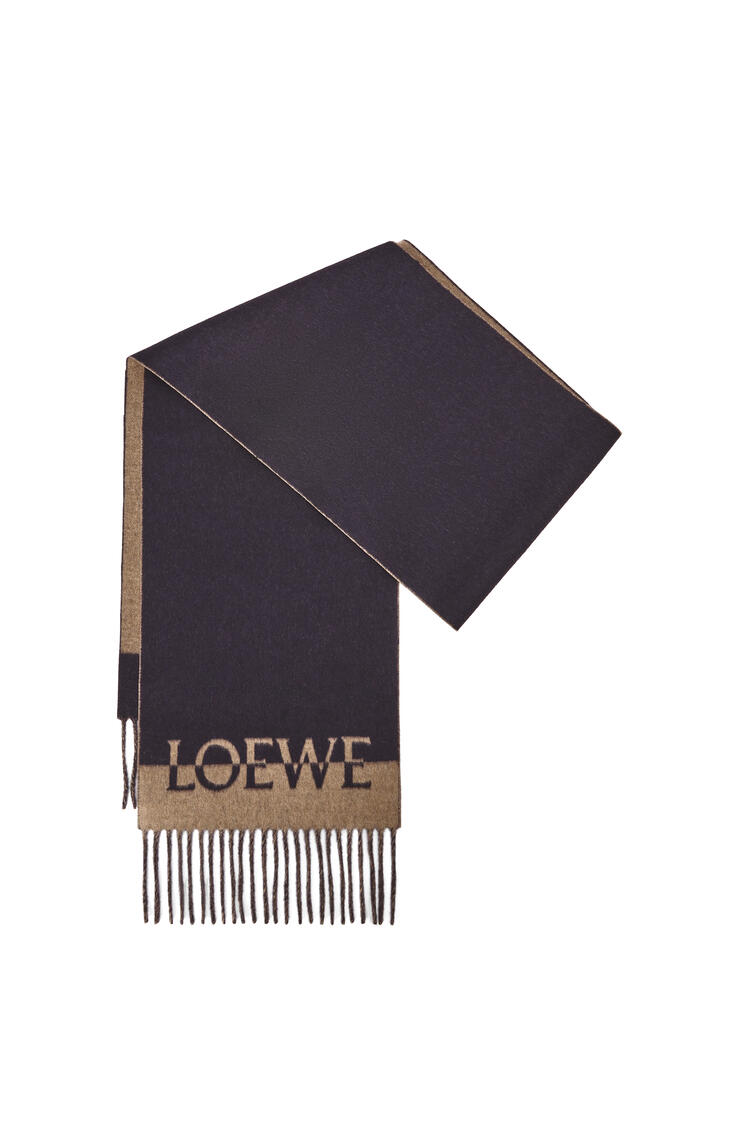 LOEWE Bicolour LOEWE scarf in wool and cashmere Navy Blue/Camel pdp_rd