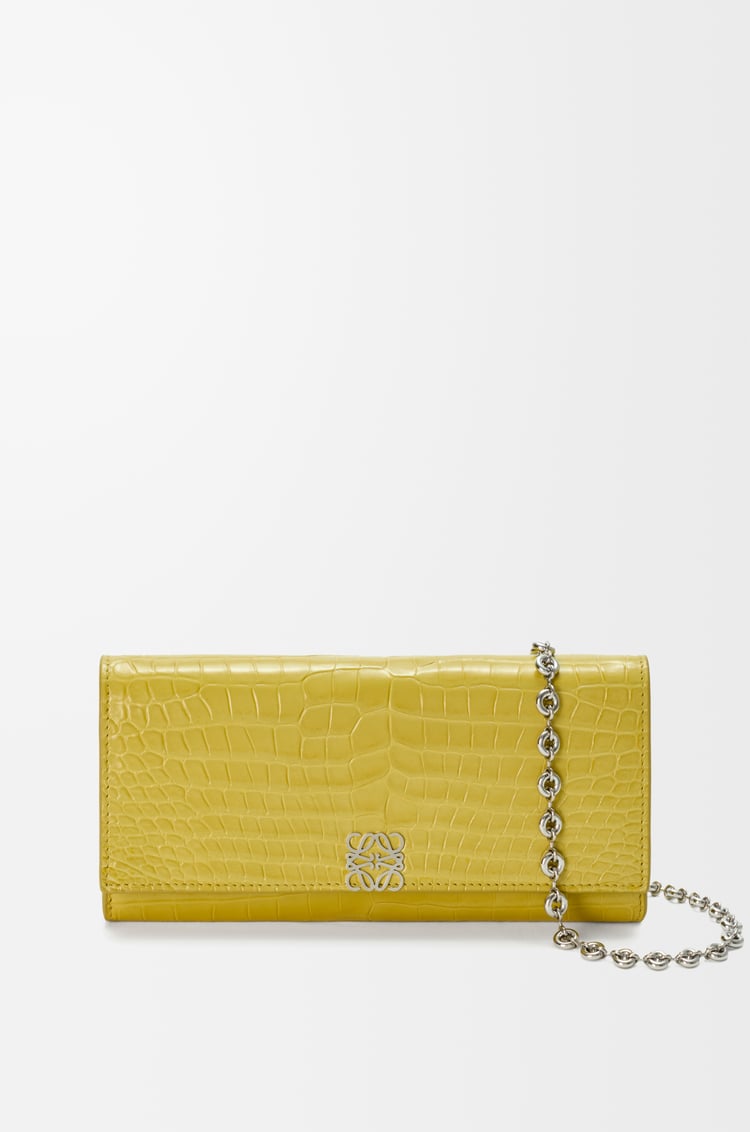 LOEWE Portafoglio Anagram con catena in pelle di coccodrillo lucida Quarzo Citrino