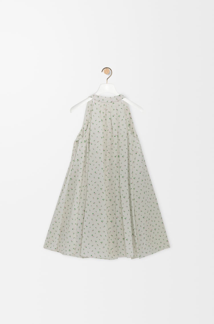 LOEWE Vestido trapecio en seda Blanco/Verde
