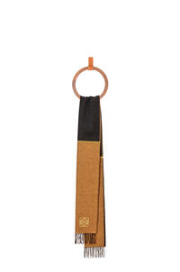 LOEWE Bufanda Window de 30 x 180 cm en lana y cashmere de cuadros Negro/Camel