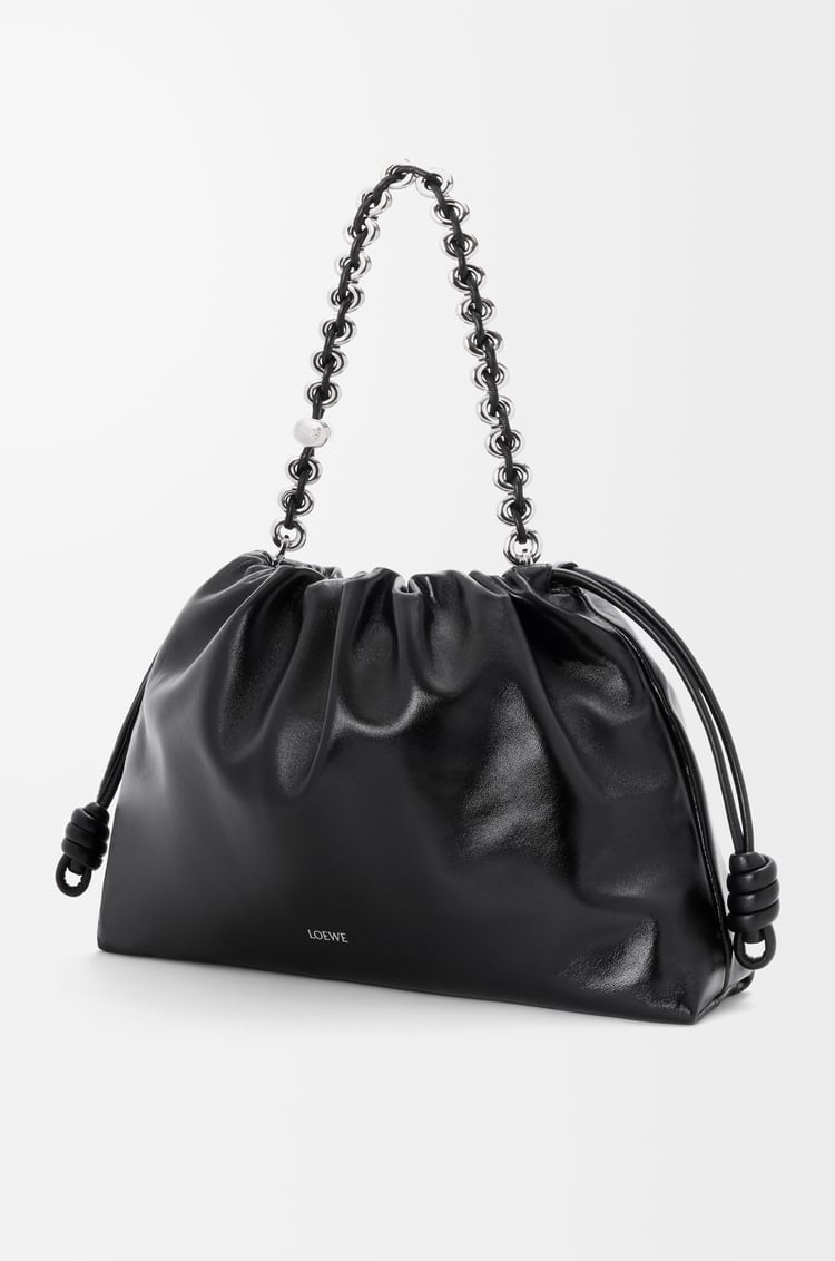 LOEWE Large Flamenco purse in patent nappa lambskin Black
