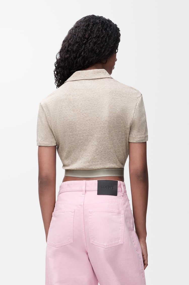 LOEWE Cropped polo in cotton and wool Beige