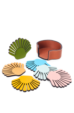 LOEWE Shell coaster set in calfskin Tan/Multicolor plp_rd