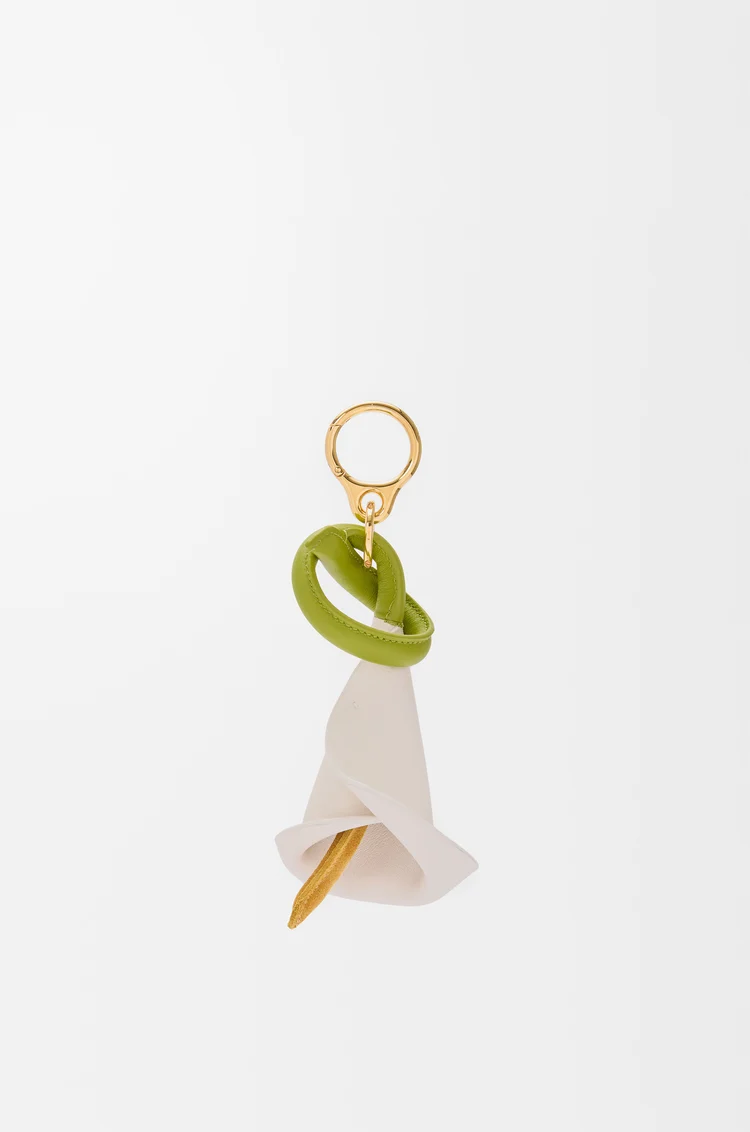 LOEWE Calla charm in calfskin Green/White