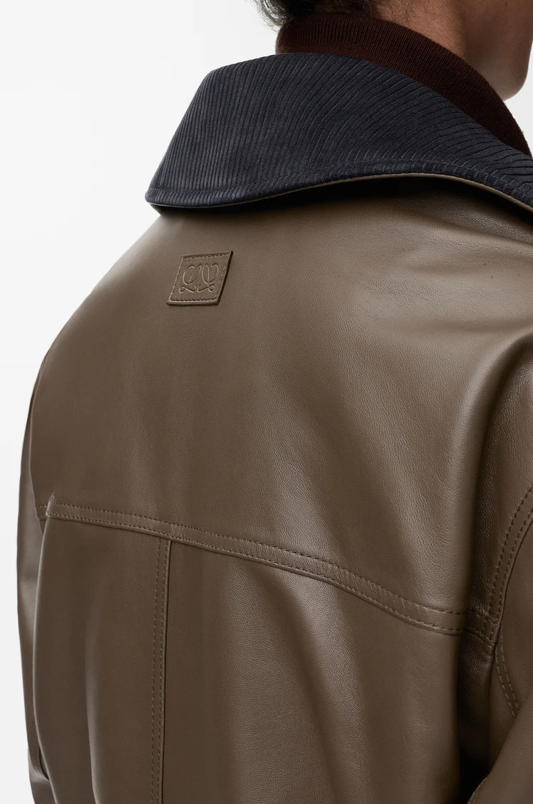 LOEWE Short parka in nappa lambskin Khaki Green