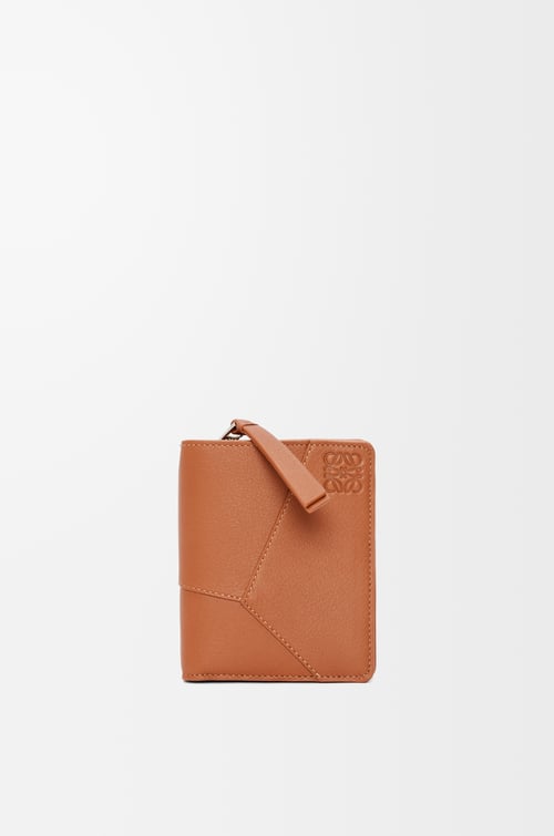 LOEWE Puzzle compact wallet in classic calfskin Tan
