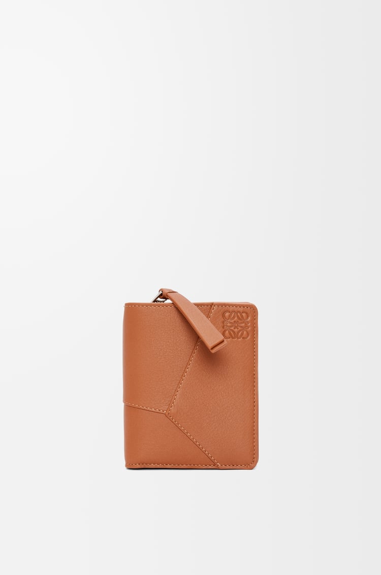 LOEWE Puzzle compact wallet in classic calfskin Tan
