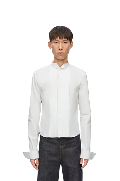 LOEWE Camisa plisada en algodón Blanco plp_rd