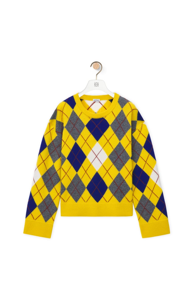 LOEWE Jersey de rombos en lana Amarillo/Multicolor