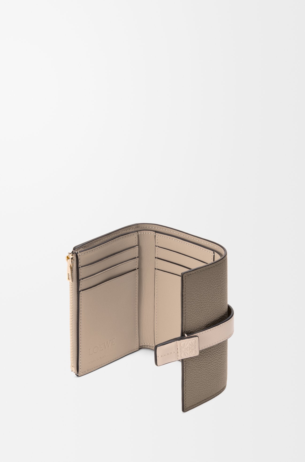 LOEWE Small vertical wallet in soft grained calfskin Taupe/Talc