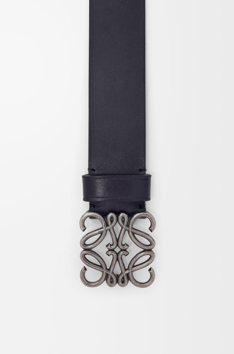 LOEWE Cinturón Anagram ancho en piel de ternera Azul Marino Oscuro/Paladio