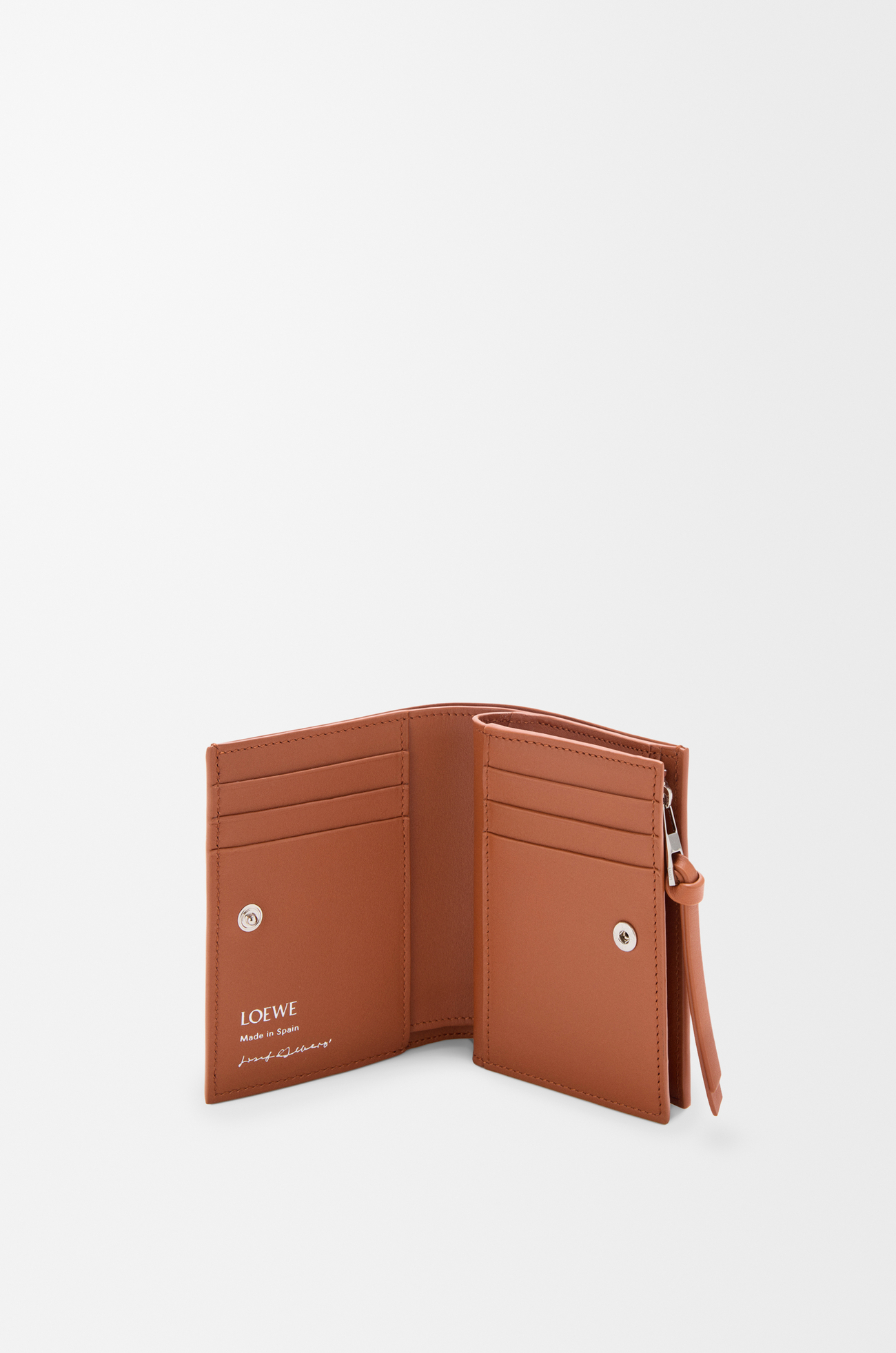 LOEWE Compact wallet in nappa calfskin Caramel/Bright Green