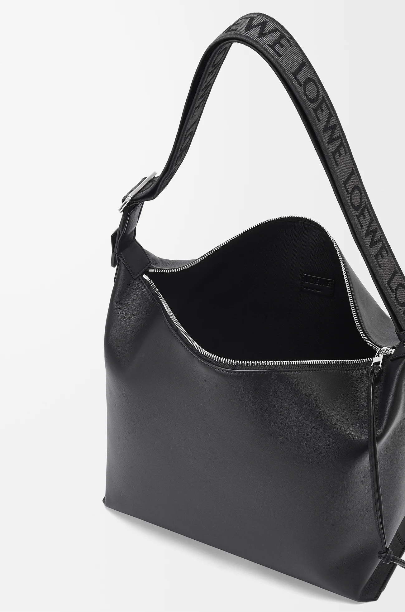 LOEWE Cubi crossbody bag in supple smooth calfskin and jacquard Black