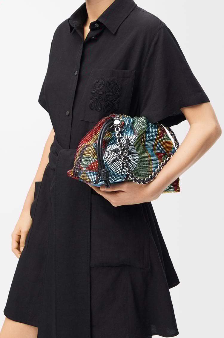 LOEWE Medium Flamenco purse in embellished denim Multicolor