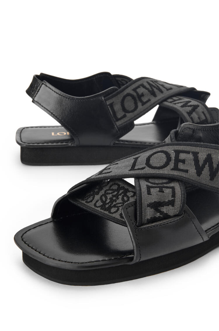 LOEWE LOEWE Criss Cross sandal in jacquard and calfskin Black/Grey pdp_rd
