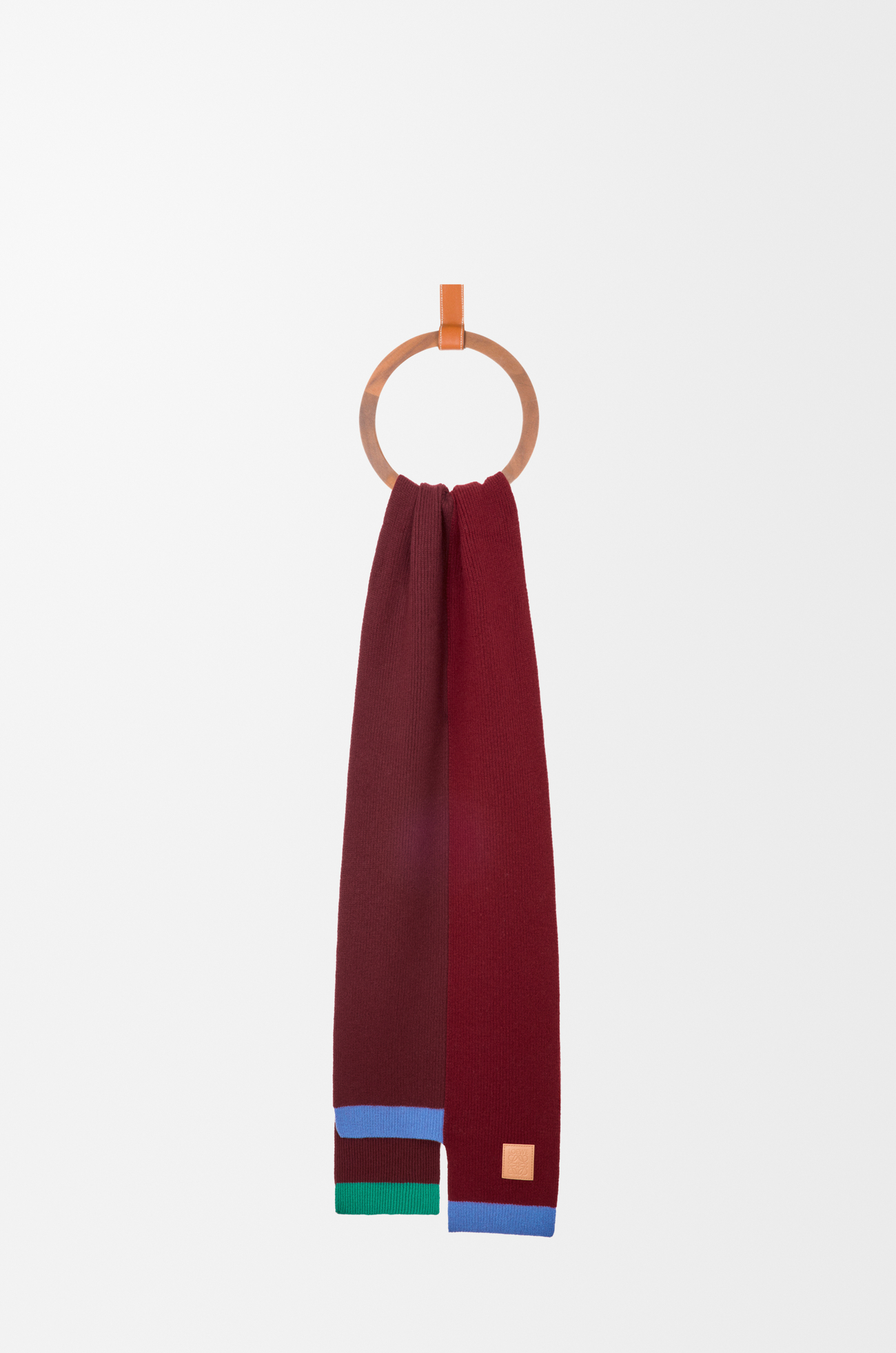 LOEWE Asymmetric scarf in wool Green/Red/Multicolor