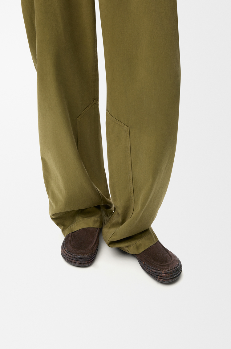 LOEWE Mocasín Rio en ante y rafia Marrón Oscuro