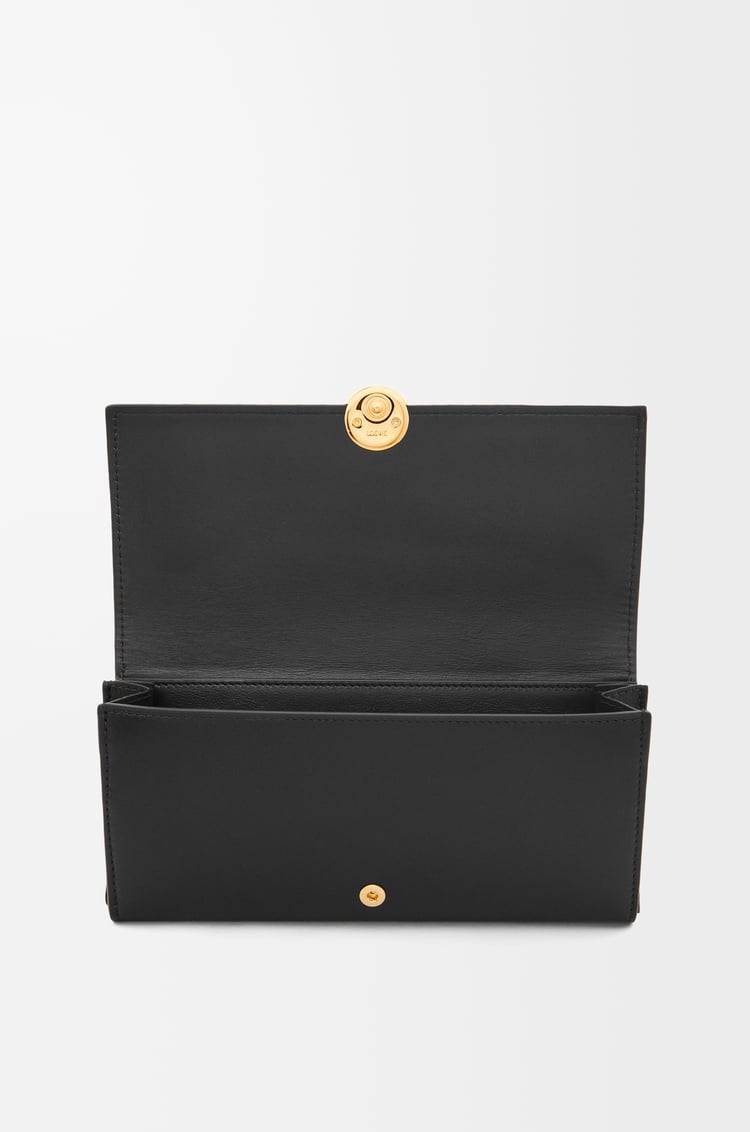 LOEWE Pebble continental wallet in shiny nappa calfskin Black