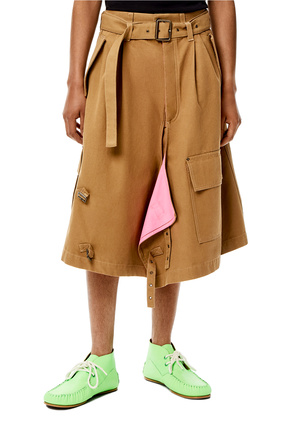 LOEWE Double layer shorts in cotton Chestnut plp_rd