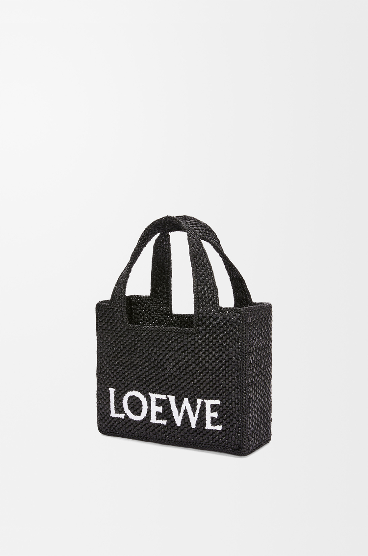 LOEWE Mini LOEWE Font tote in raffia Black