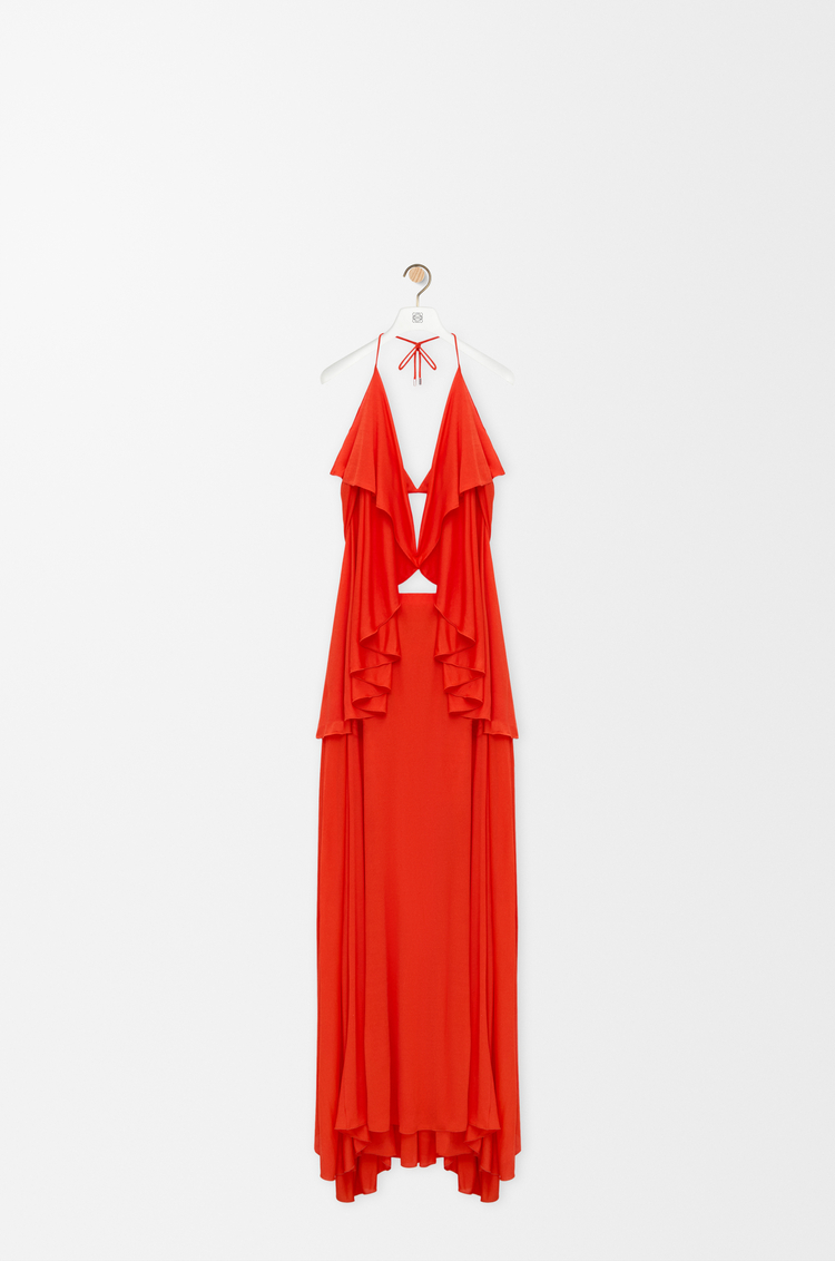 LOEWE Dress in crepe viscose Orange