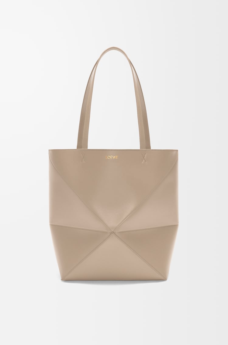 LOEWE Medium Puzzle Fold tote in shiny calfskin Sand