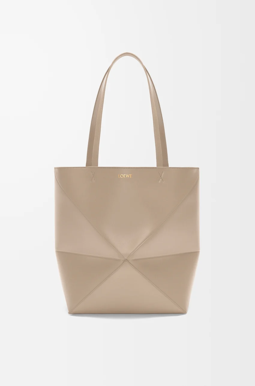 Medium Puzzle Fold tote in shiny calfskin