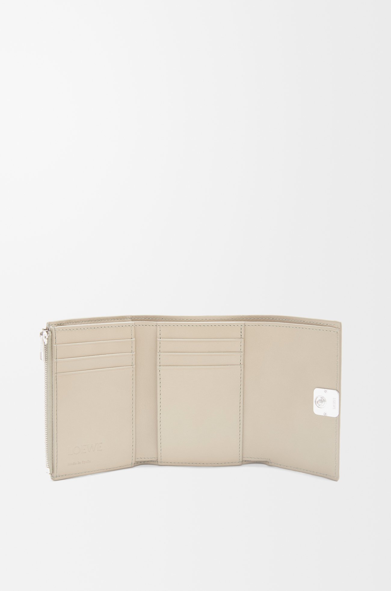 LOEWE Anagram small vertical wallet in pebble grained calfskin Light Ghost