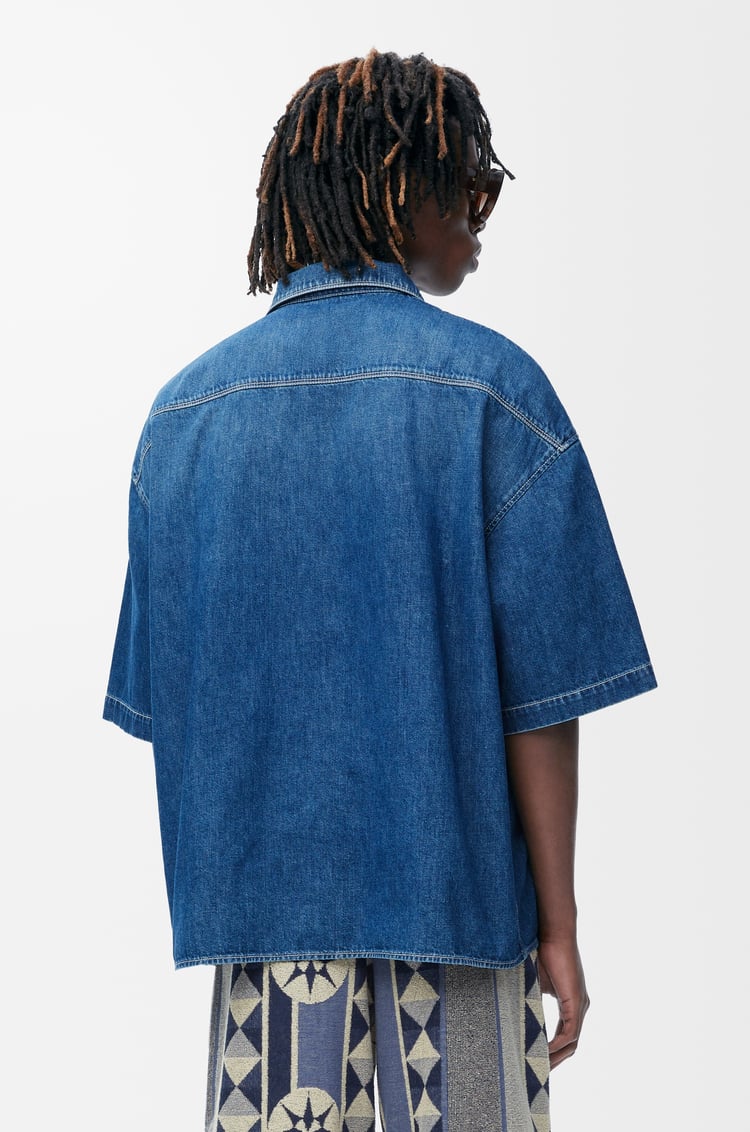 LOEWE Short sleeve shirt in denim Light Blue