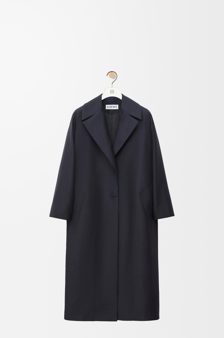 LOEWE Abrigo en lana y seda Azul Oscuro