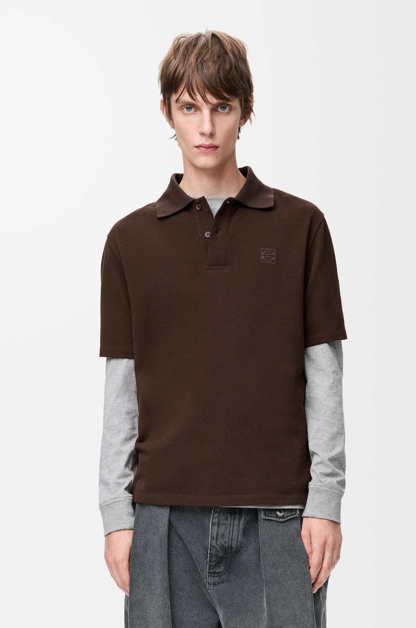 LOEWE Polo in cotton Dark Brown